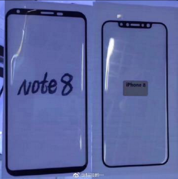 Galaxy Note 8 vs. IPhone 8 front panels